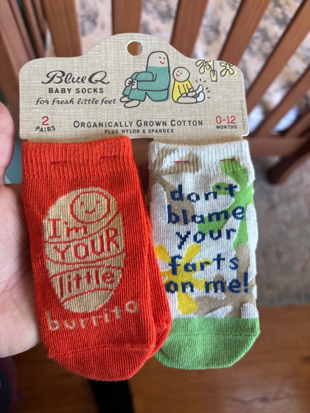 New BLUQ I'm Your Little Burrito/ Don't Blame Your Farts On Me Baby Socks